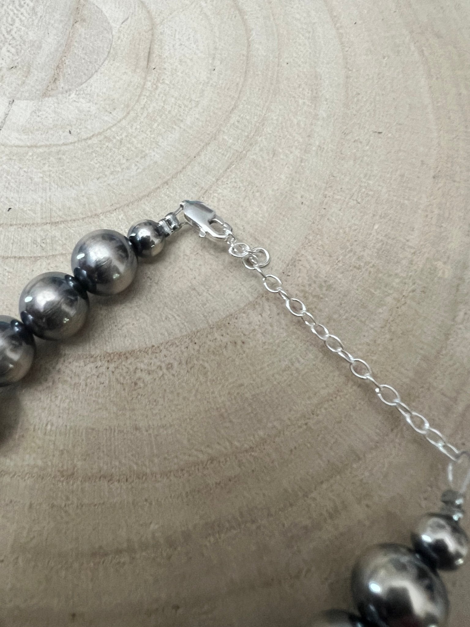 10mm Sterling Silver Pearls bracelet - 6 inch bracelet Cowhide and Conchos
