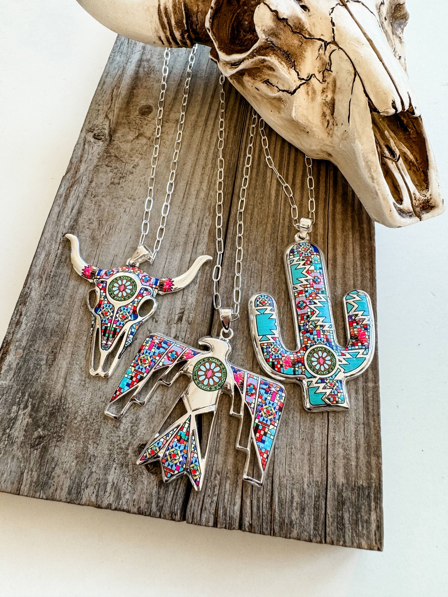 Western Pendant Necklace - Thunderbird | Steer | Cactus Boho Ranch Shop