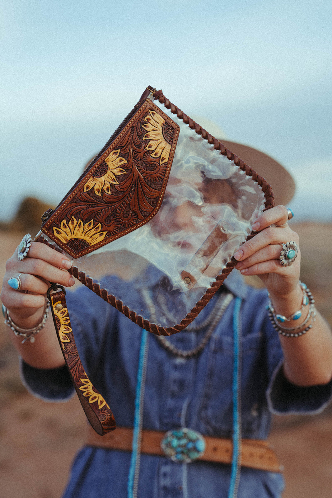 The Sunflower Fields Clear Bag, a Haute Southern Hyde by Beth Marie Exclusive Handbag Haute Southern Hyde