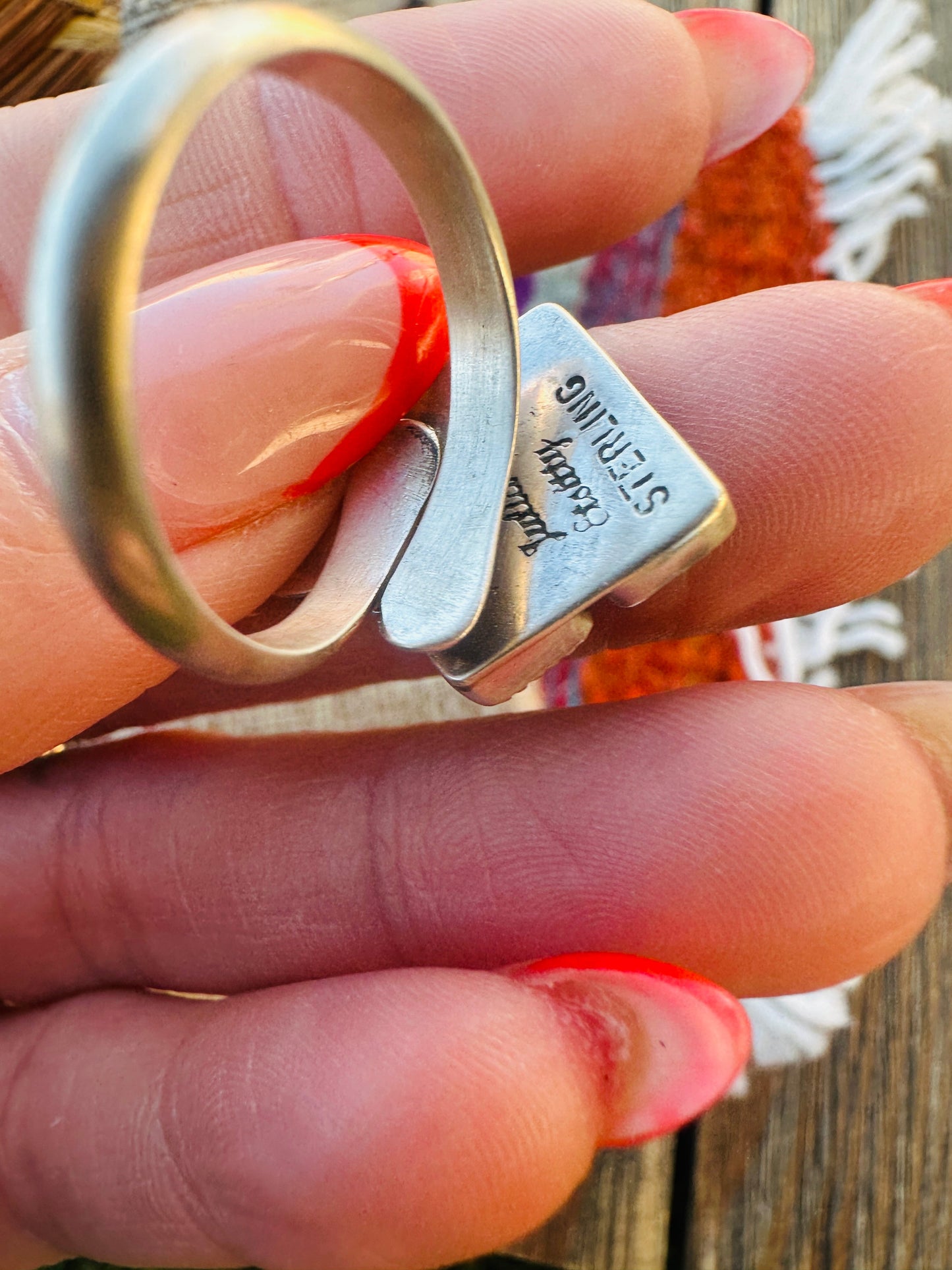 Handcrafted Turquoise & Sterling Silver Heart Adjustable Ring by Julia Etsitty Nizhoni Traders LLC