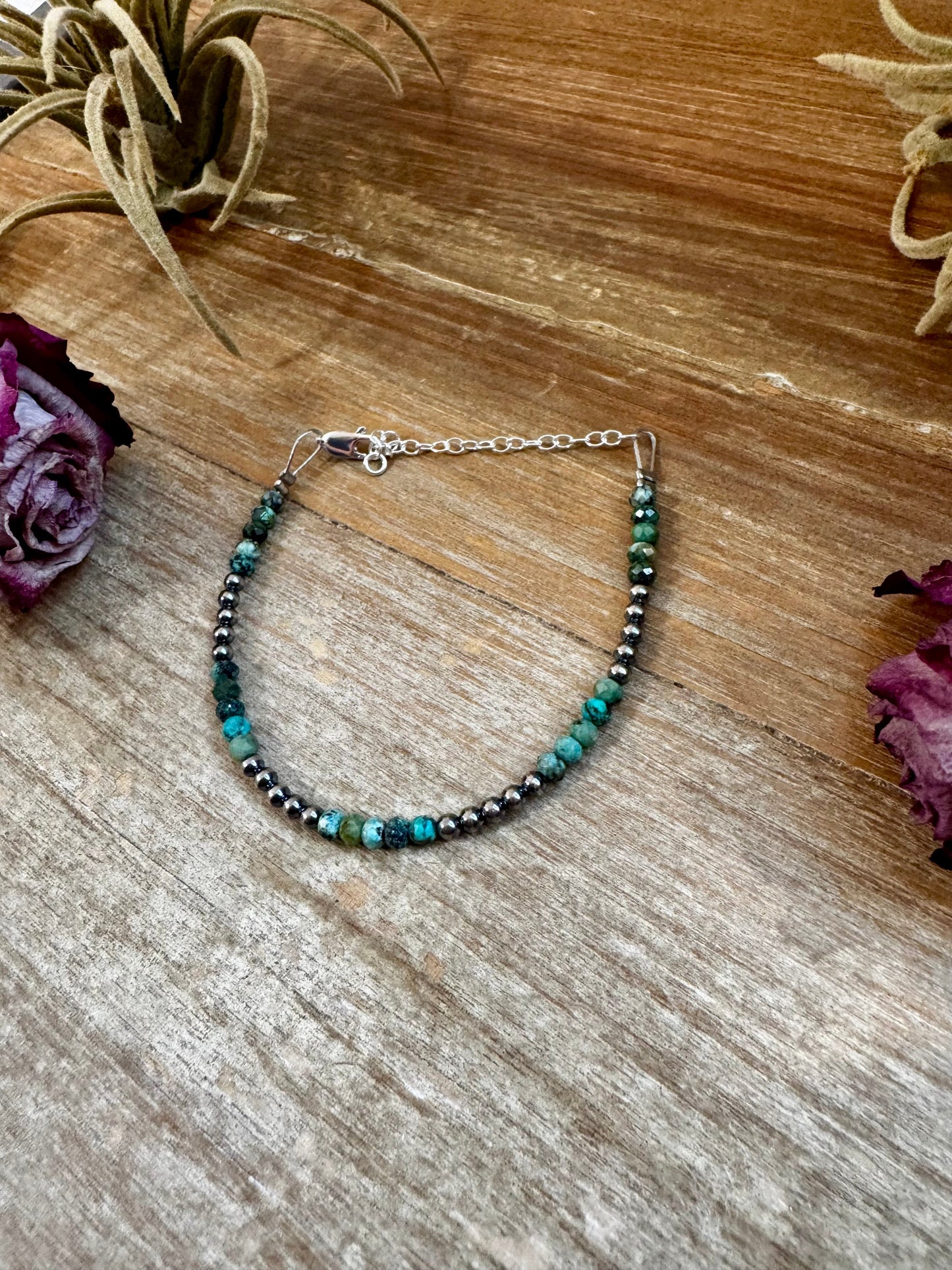 African Turquoise & Sterling Silver Pearl Bracelet – 3mm The Bijoux FAB Jewelry