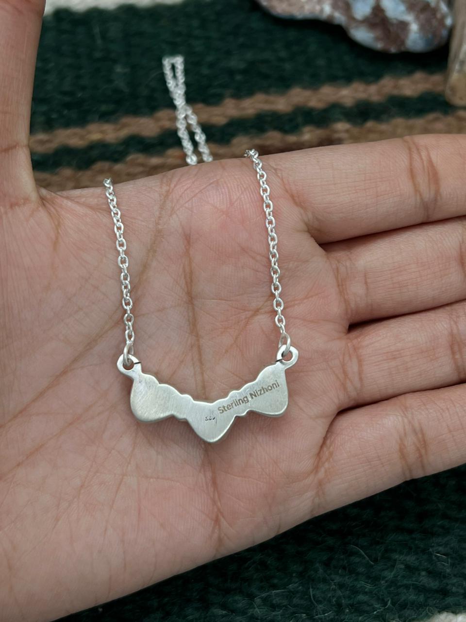 Handmade Sterling Silver Wild Horse Magnesite Necklace "Signed Nizhoni" Nizhoni Traders LLC