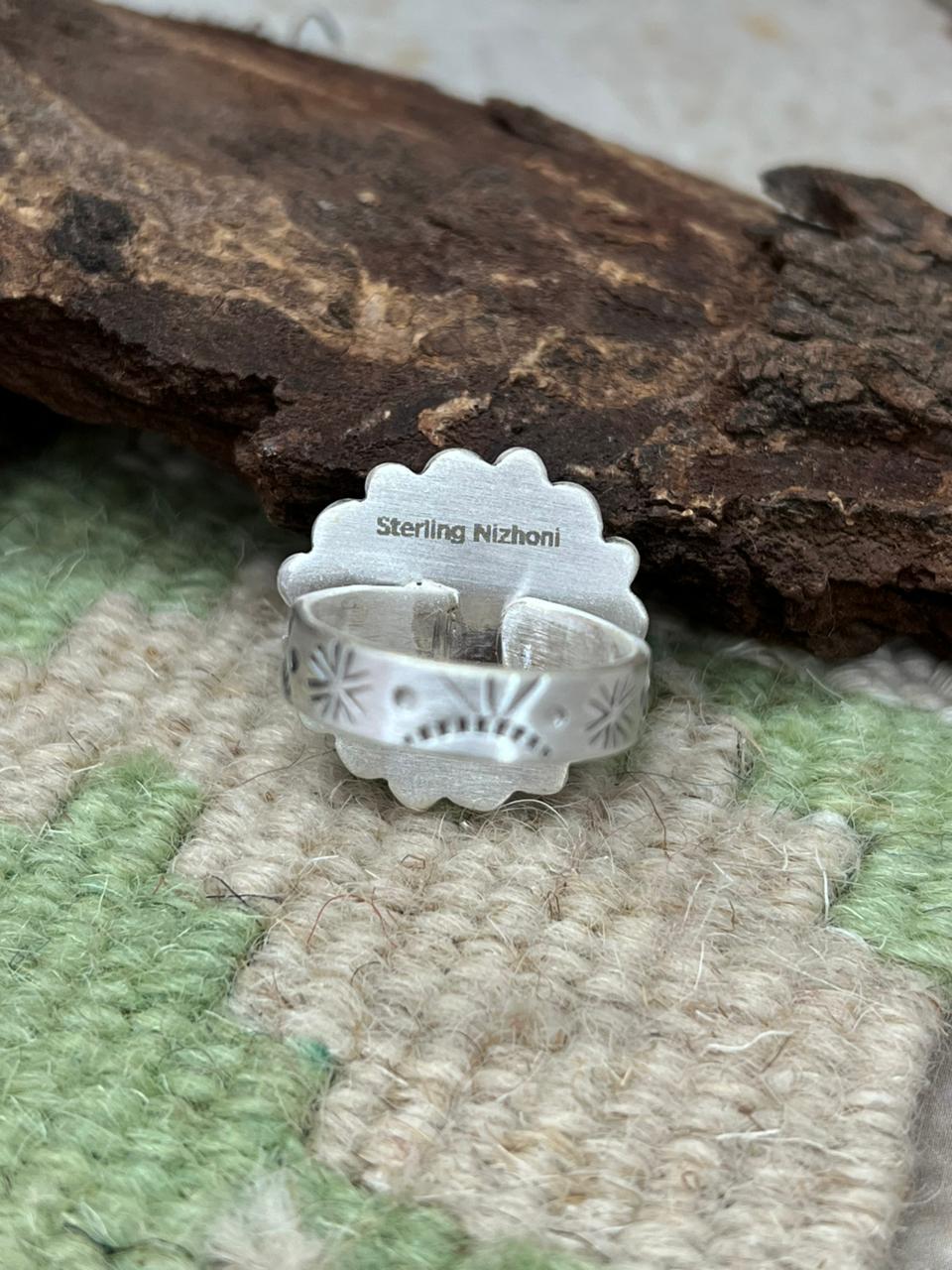Handmade Sterling Silver Wildhorse Magnesite Adjustable Ring "Signed Nizhoni" Nizhoni Traders LLC