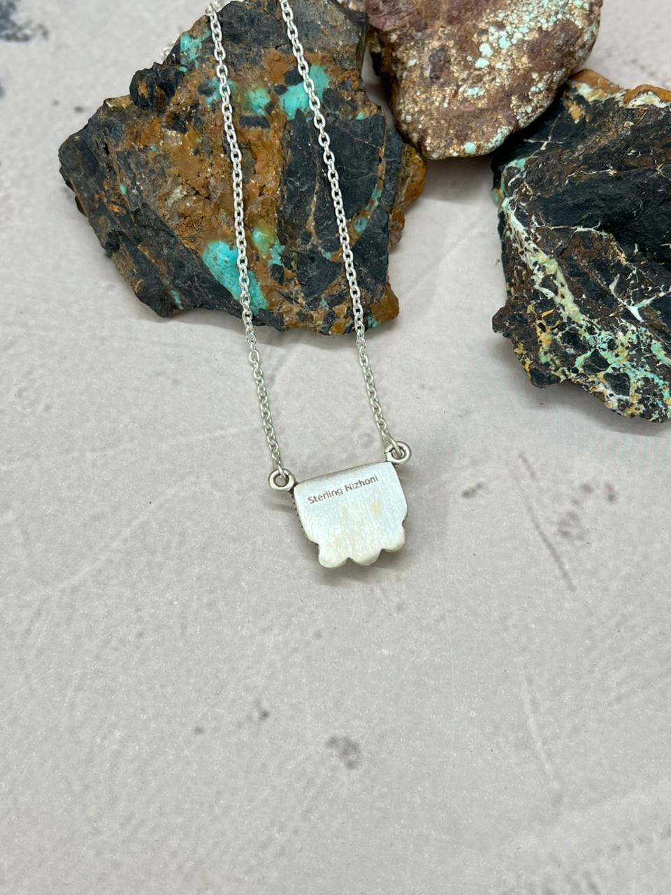 Handmade Sterling Silver Golden Hills Turquoise Necklace "Signed Nizhoni" Nizhoni Traders LLC