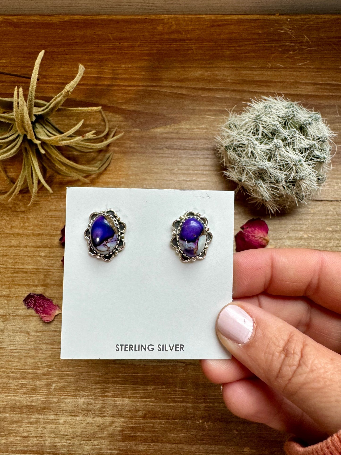 Stud earrings violet rose The Bijoux FAB Jewelry