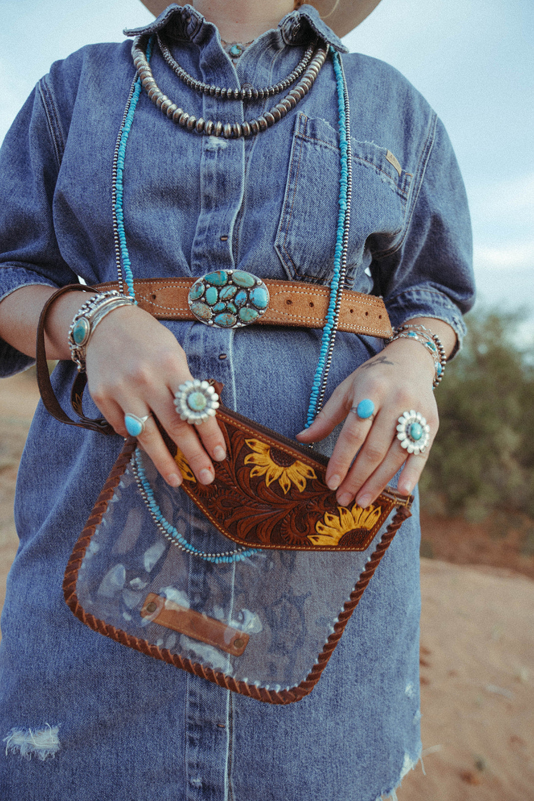 The Sunflower Fields Clear Bag, a Haute Southern Hyde by Beth Marie Exclusive Handbag Haute Southern Hyde