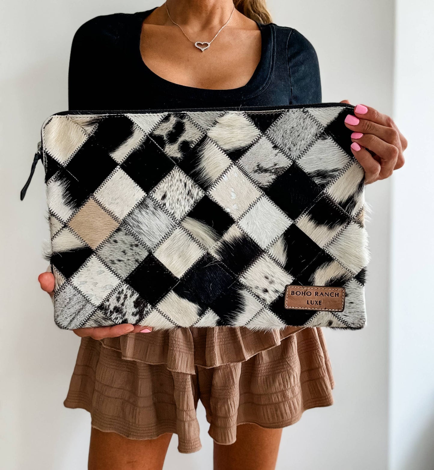 BOHO LUXE LAPTOP tech sleeve computer bag hairon cowhide Boho Ranch Shop