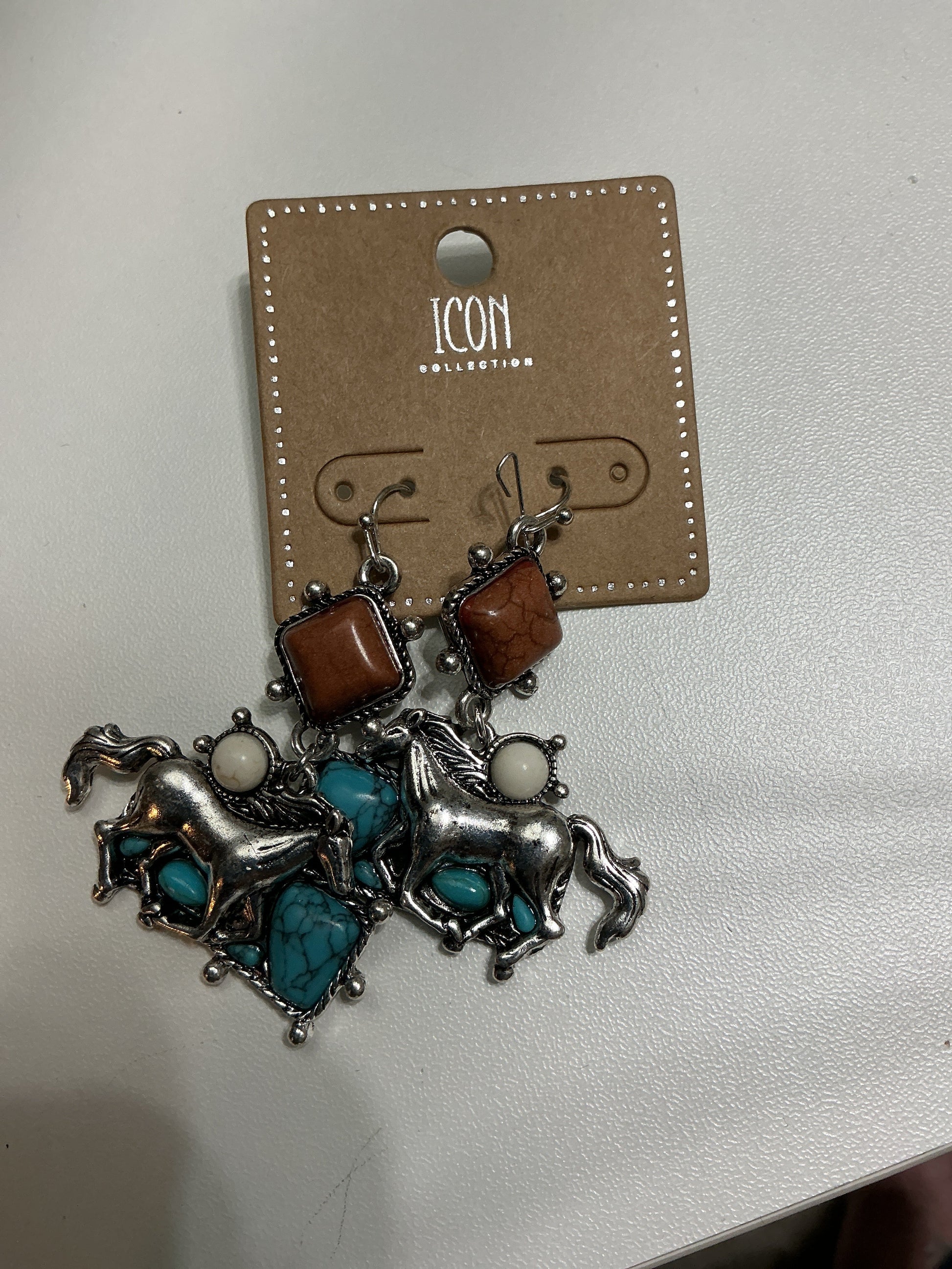 Fashion Silver Turquoise and Spiny Inspired Horse Statement Necklace 0517 Cedar Hill Country Market