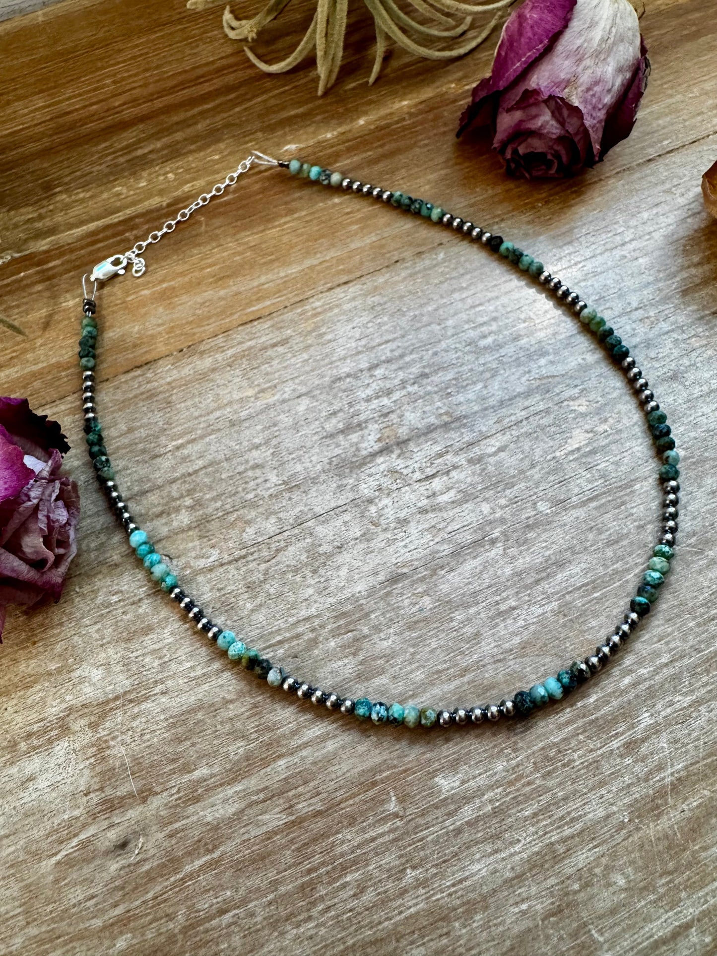 African Turquoise & Sterling Silver Pearl Choker – 3mm The Bijoux FAB Jewelry
