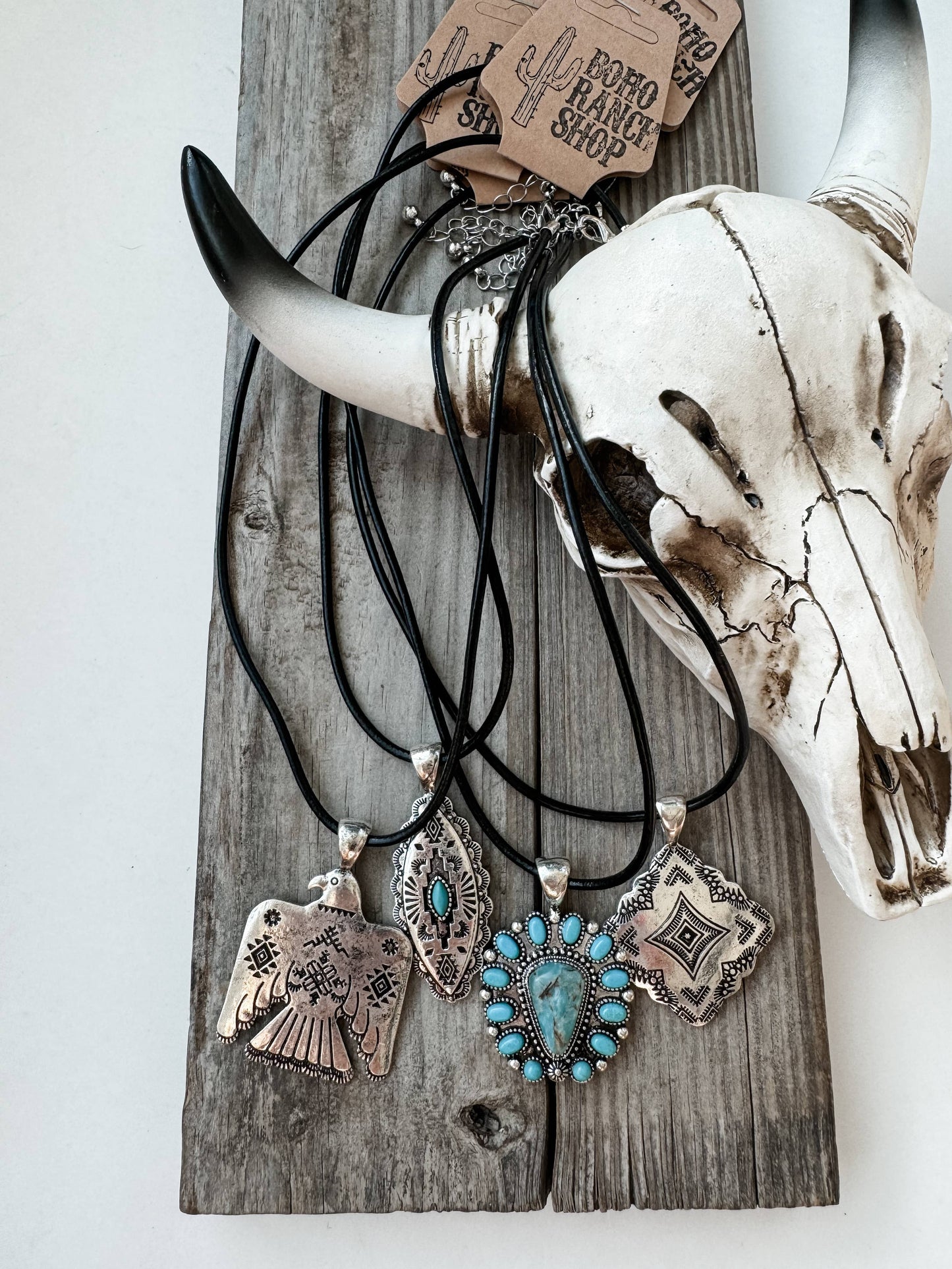 Western Pendant Necklace - Thunderbird conch aztec Boho Ranch Shop