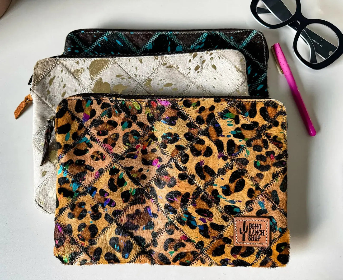 Cowhide Leather Laptop Computer tech Sleeve Pouch Case Boho Ranch Shop