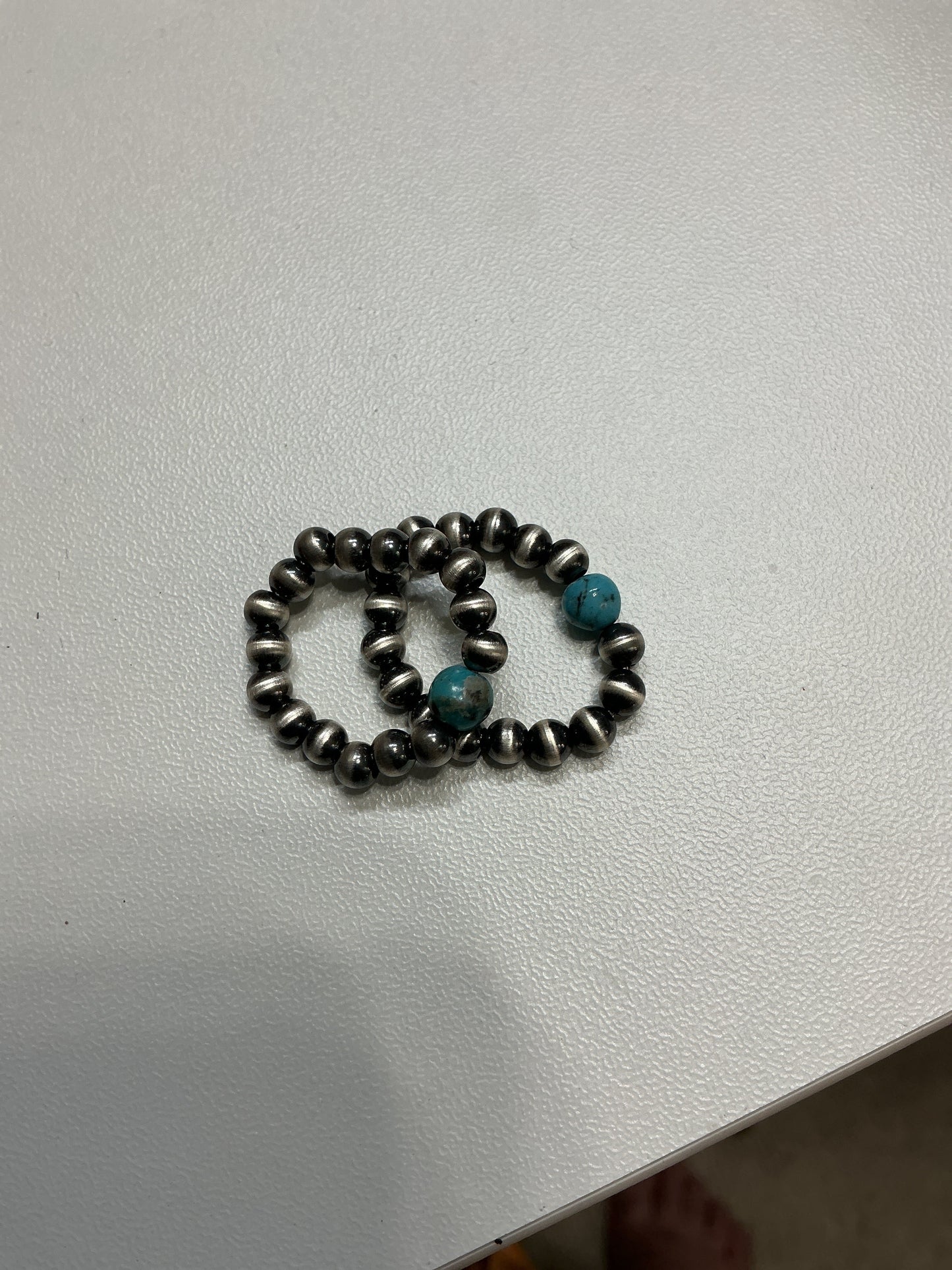 Native sterling silver genuine turquoise stretch ring CedarHill Country Market