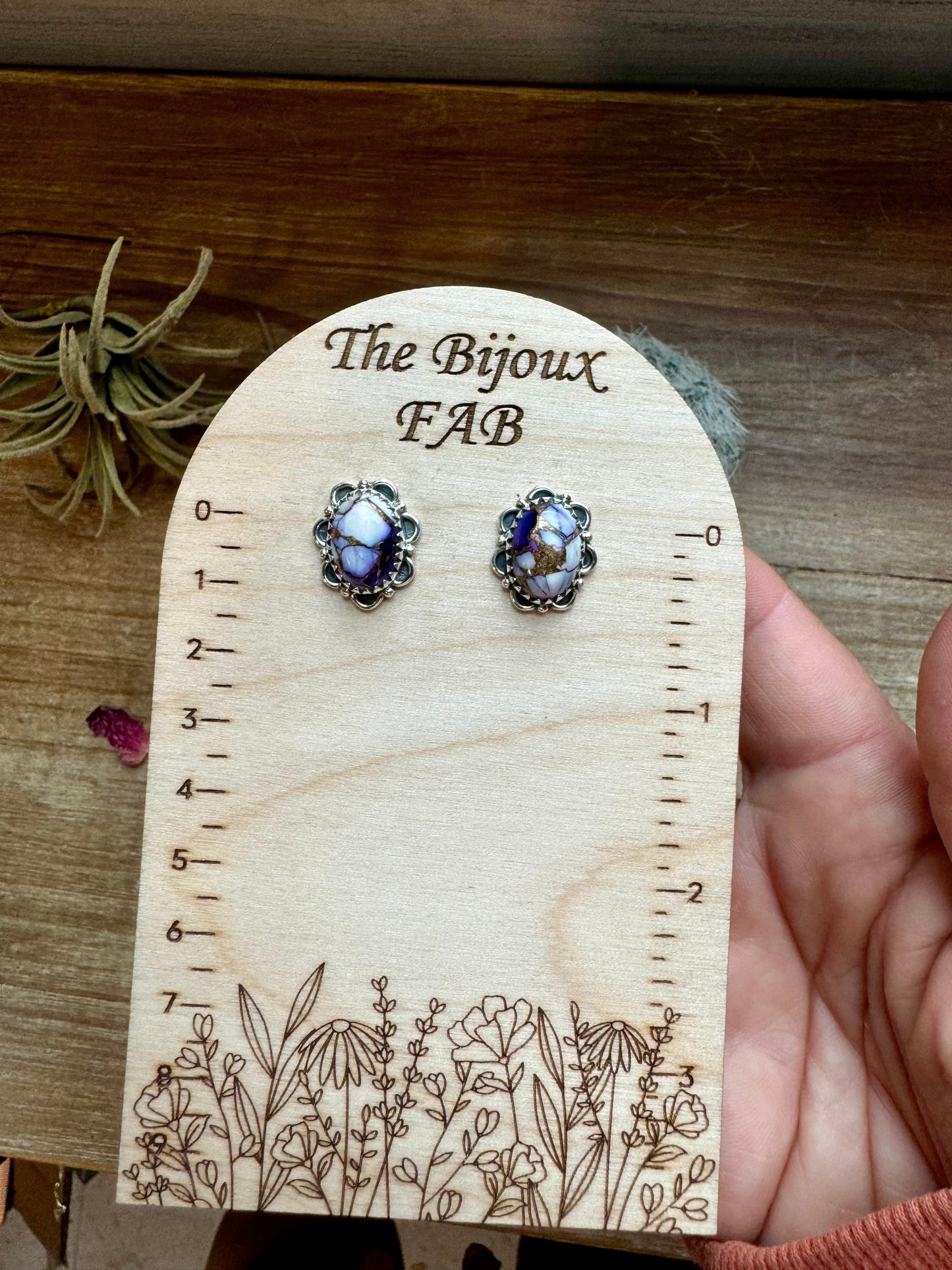 Stud earrings violet rose The Bijoux FAB Jewelry