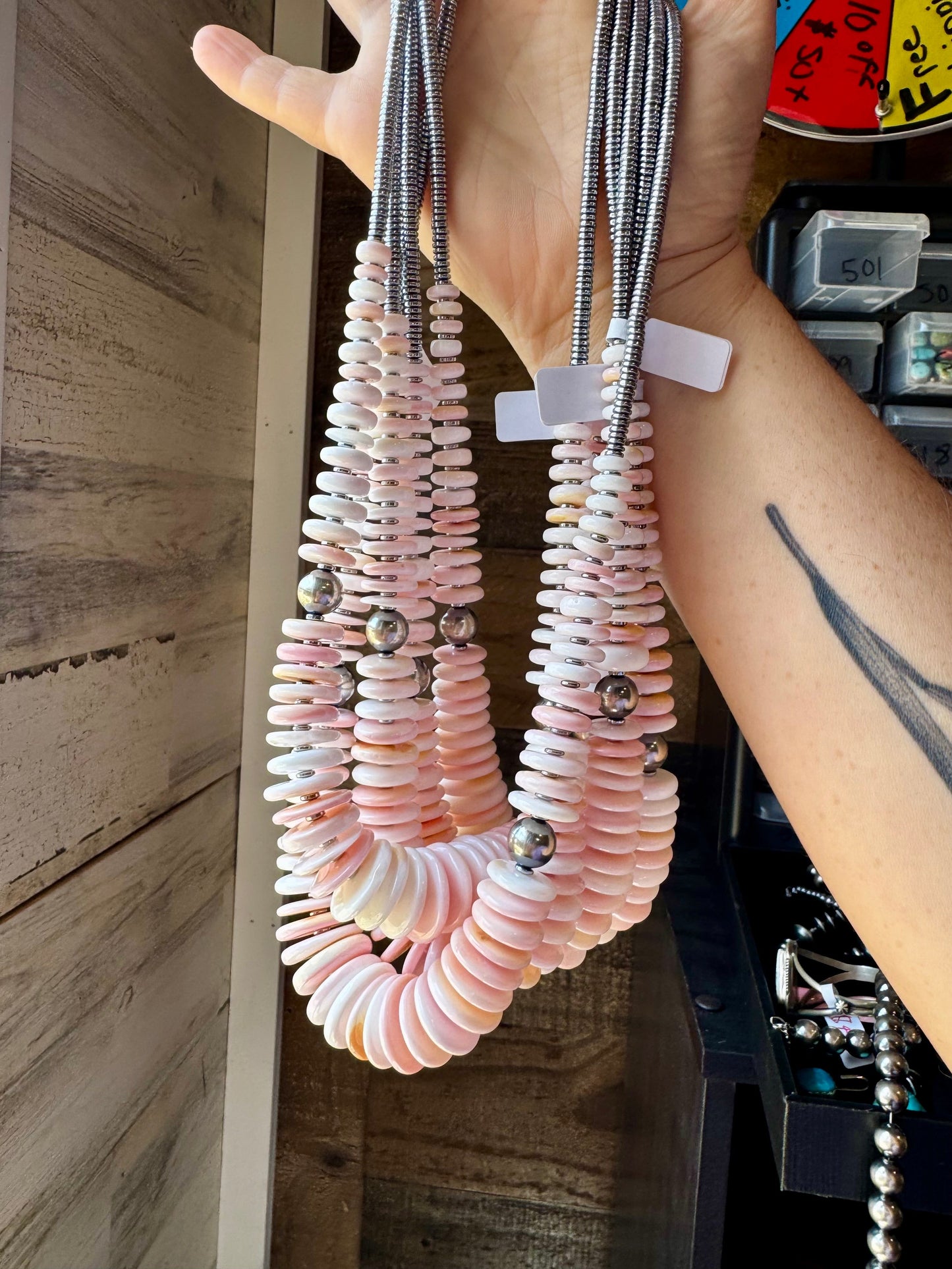 23" Pink Conch Graduated Necklace The Bijoux FAB Jewelry