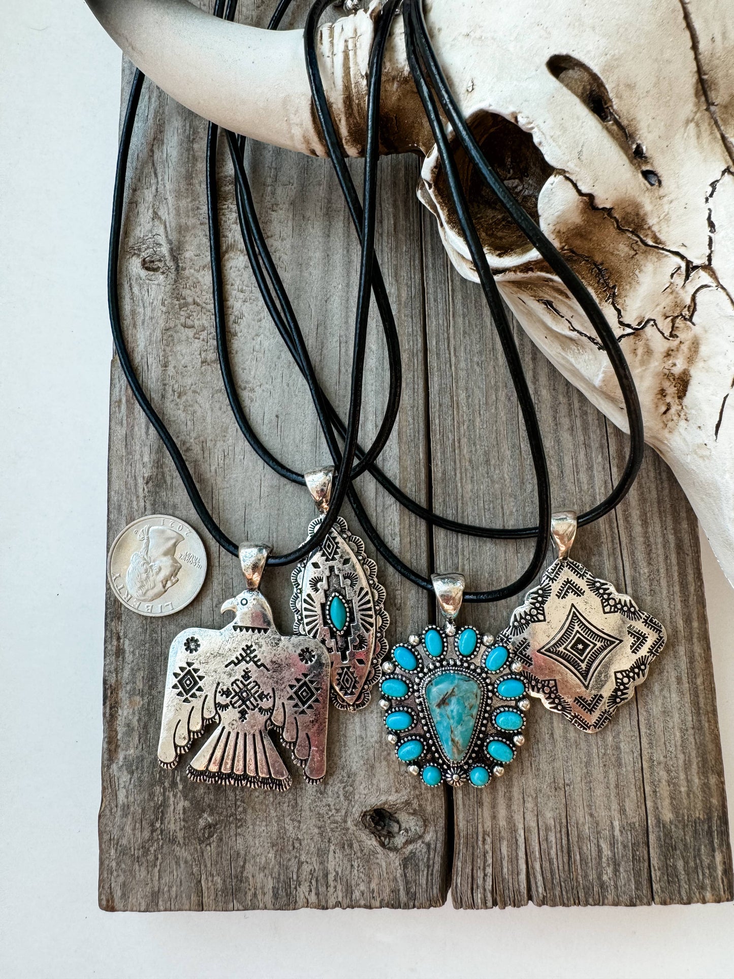 Western Pendant Necklace - Thunderbird conch aztec Boho Ranch Shop