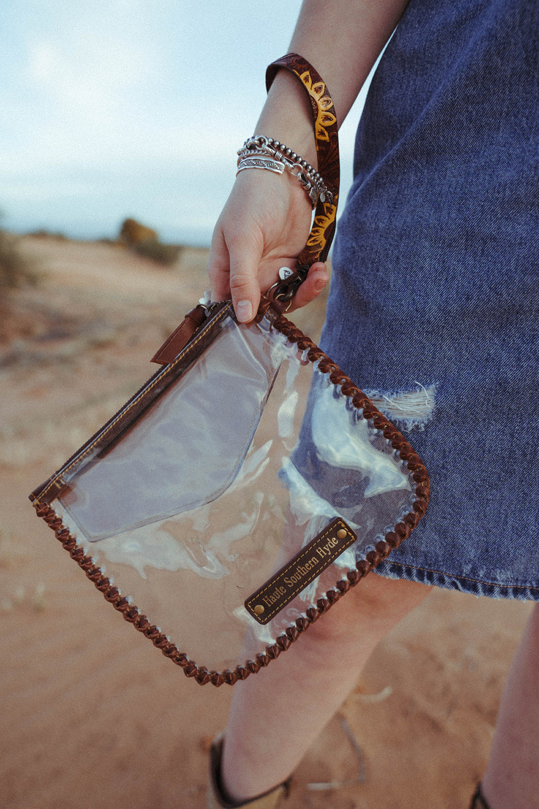 The Sunflower Fields Clear Bag, a Haute Southern Hyde by Beth Marie Exclusive Handbag Haute Southern Hyde