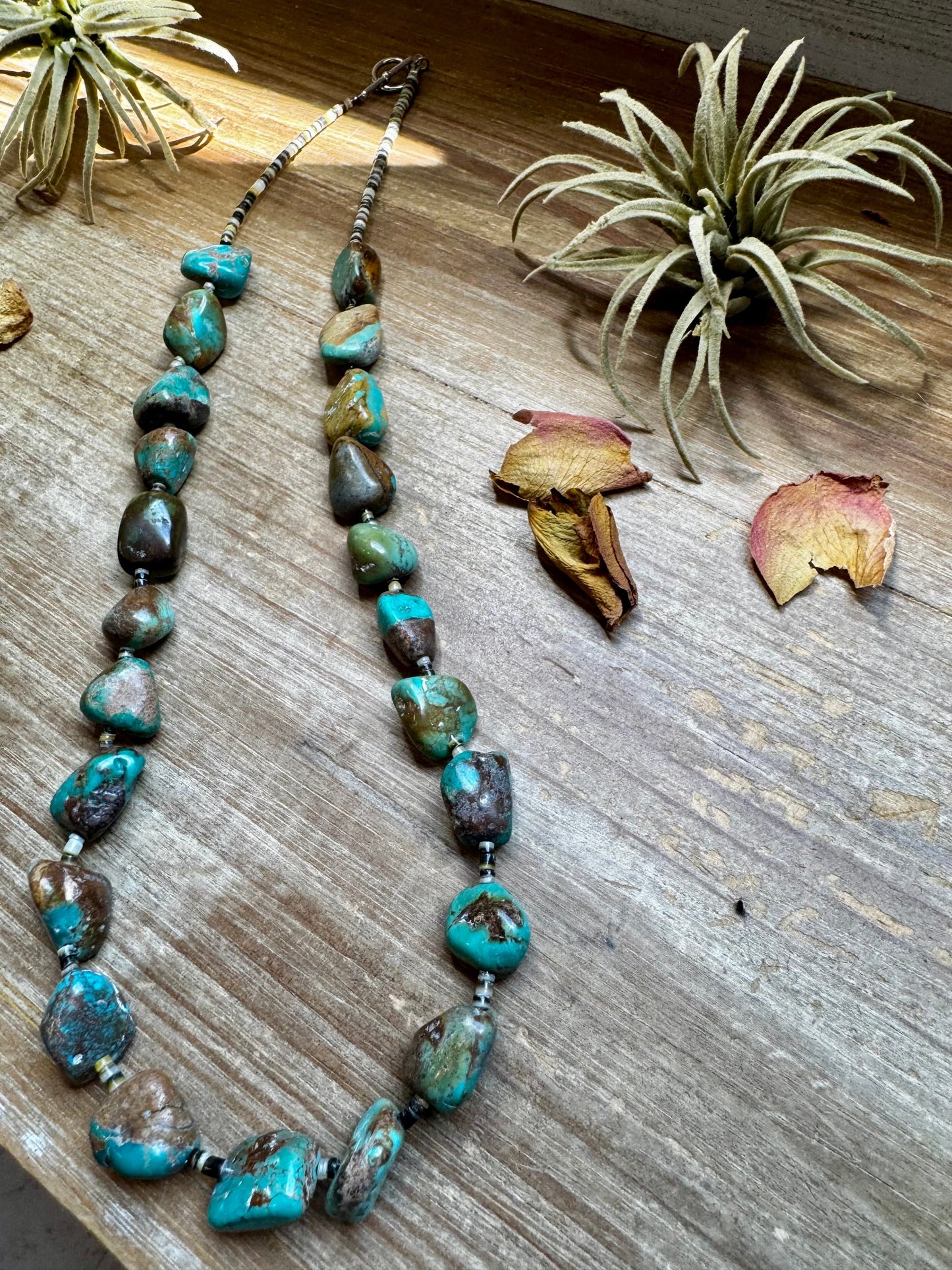 27-Inch Necklace – Natural Shell & Turquoise Nuggets The Bijoux FAB Jewelry