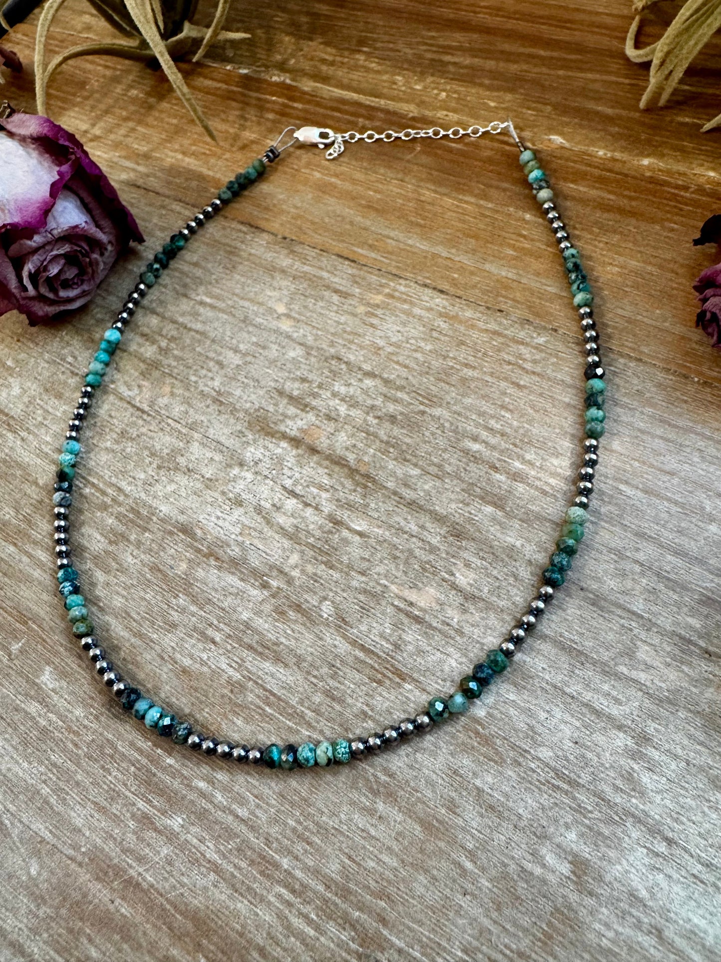 African Turquoise & Sterling Silver Pearl Choker – 3mm The Bijoux FAB Jewelry