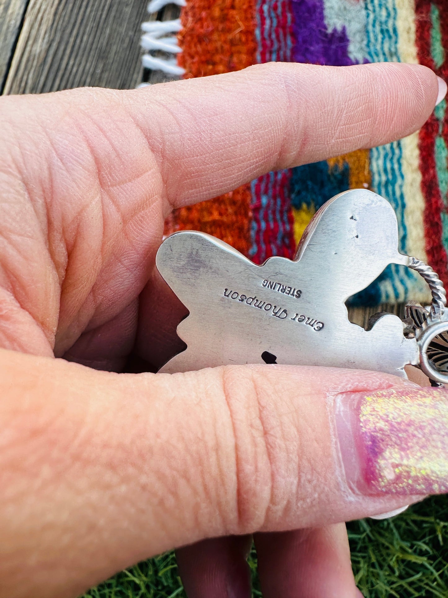 Handcrafted Sterling Silver, Turquoise & Coral Dragonfly Pendant by Emer Thompson Nizhoni Traders LLC