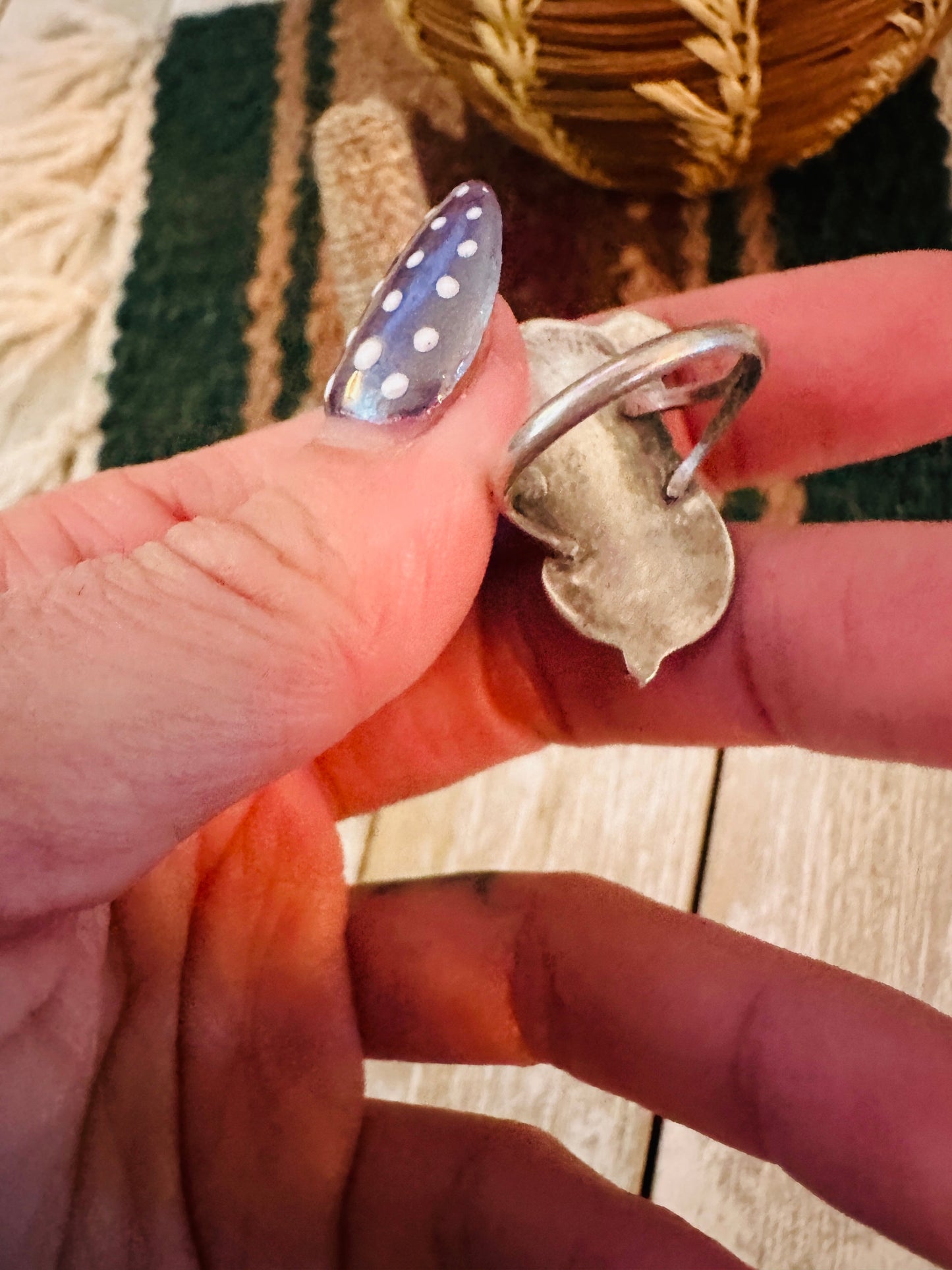 Old Pawn Handcrafted Turquoise & Sterling Silver Ring Size 5.5 Nizhoni Traders LLC