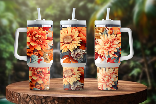 Fall in Bloom Themed 40 oz. Stainless steel tumbler CedarHill Country Market