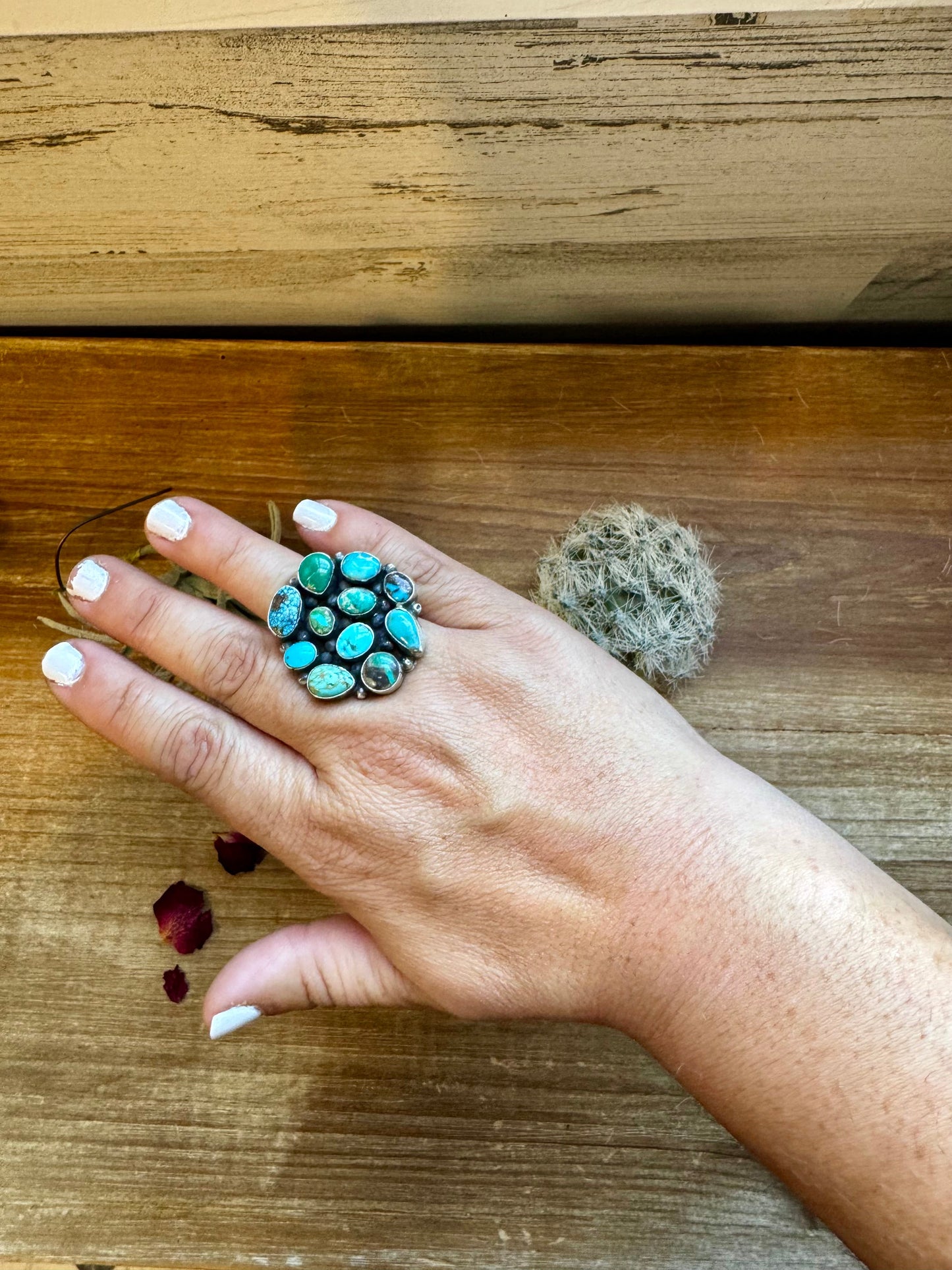 Round ring- size 6.5 - Sonoran Gold turquoise ring and sterling silver The Bijoux FAB Jewelry