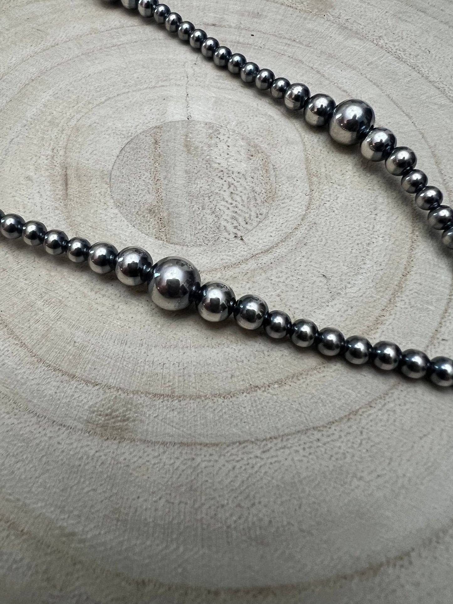 Lariat graduated sterling silver pearl necklace - 18 inch with 4 inch drop Cowhide and Conchos