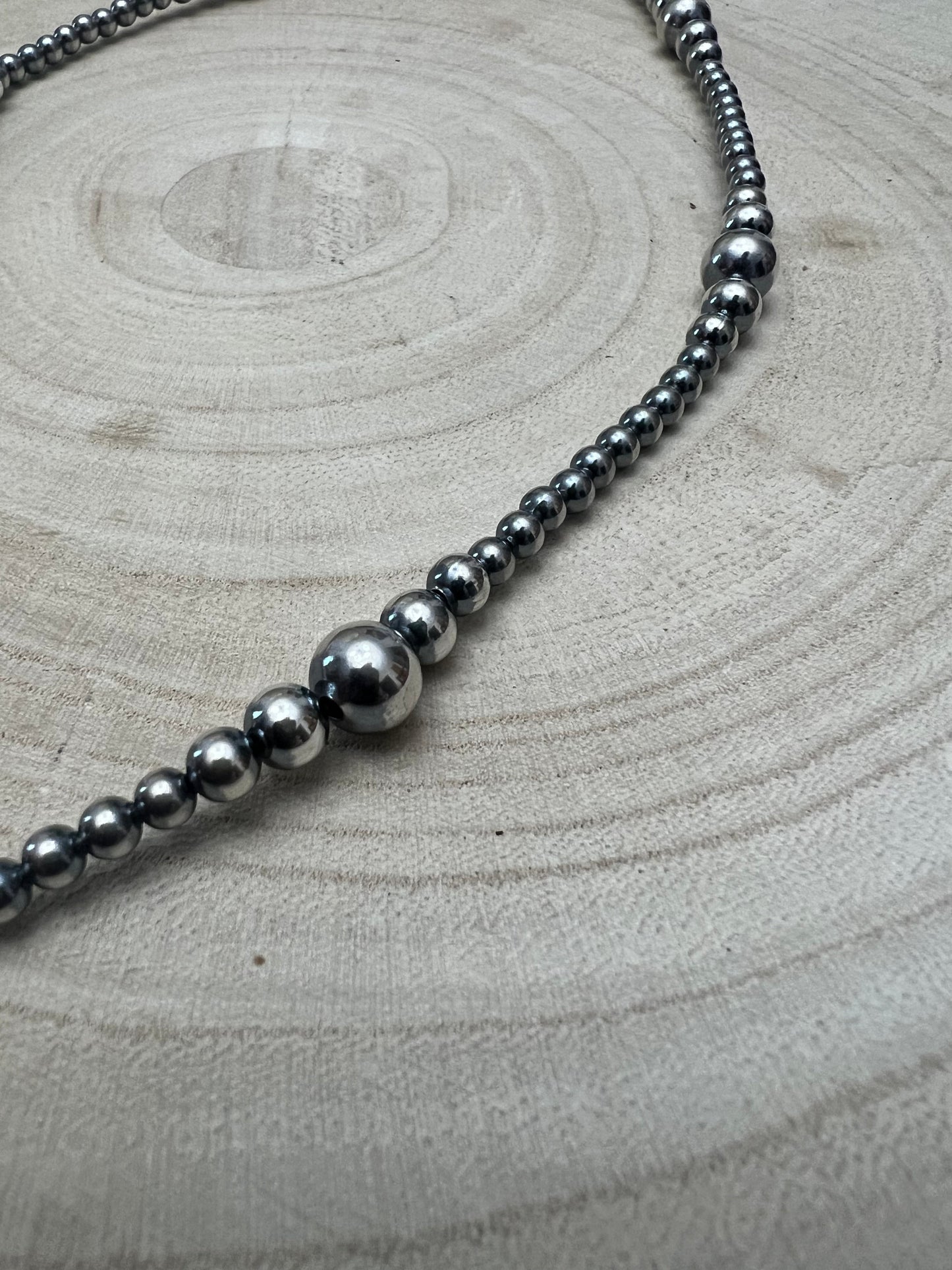 Lariat graduated sterling silver pearl necklace - 18 inch with 4 inch drop Cowhide and Conchos