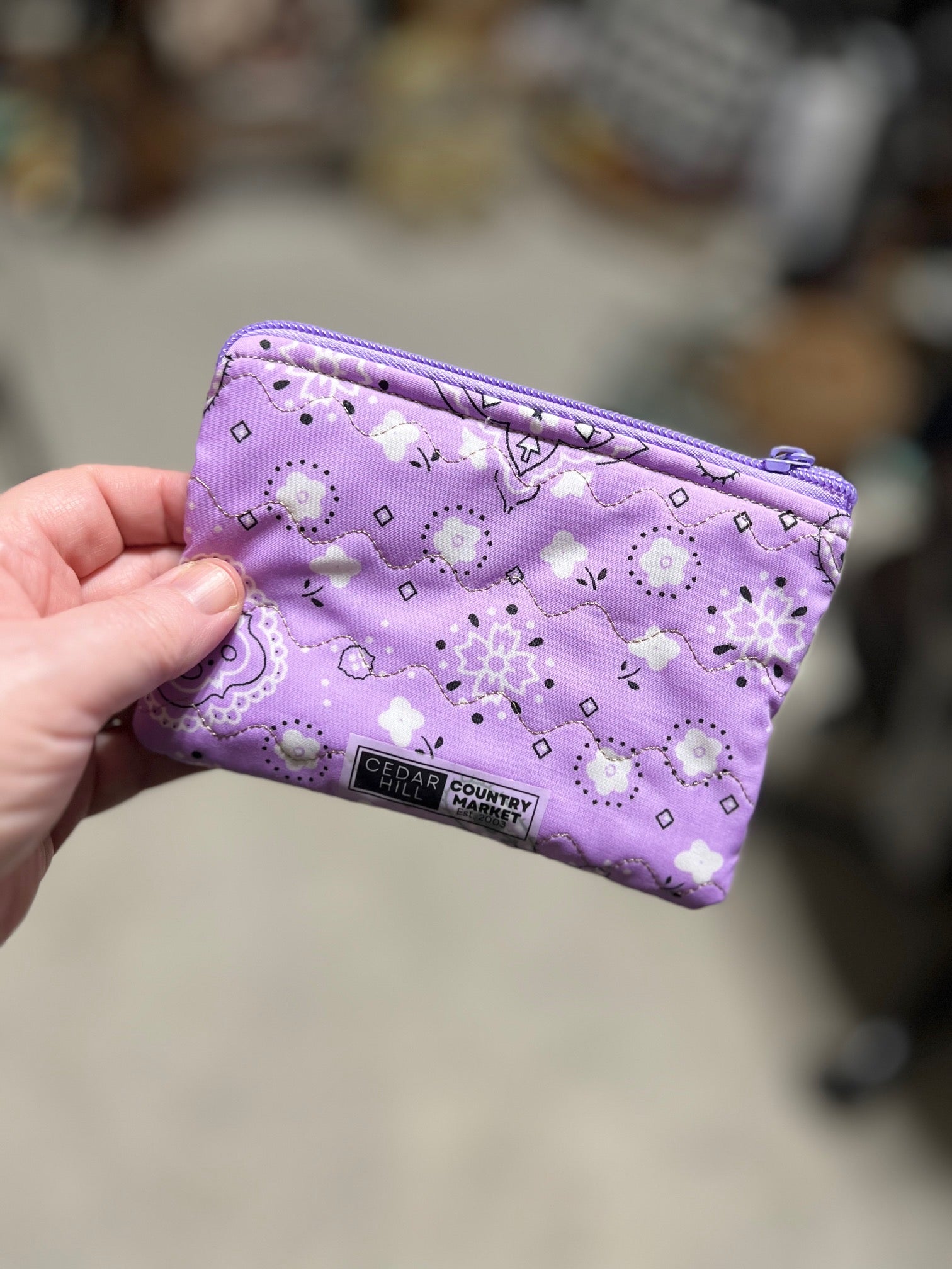 Lavender Bandana Zipper Make Up Bag Cedar Hill Country Market