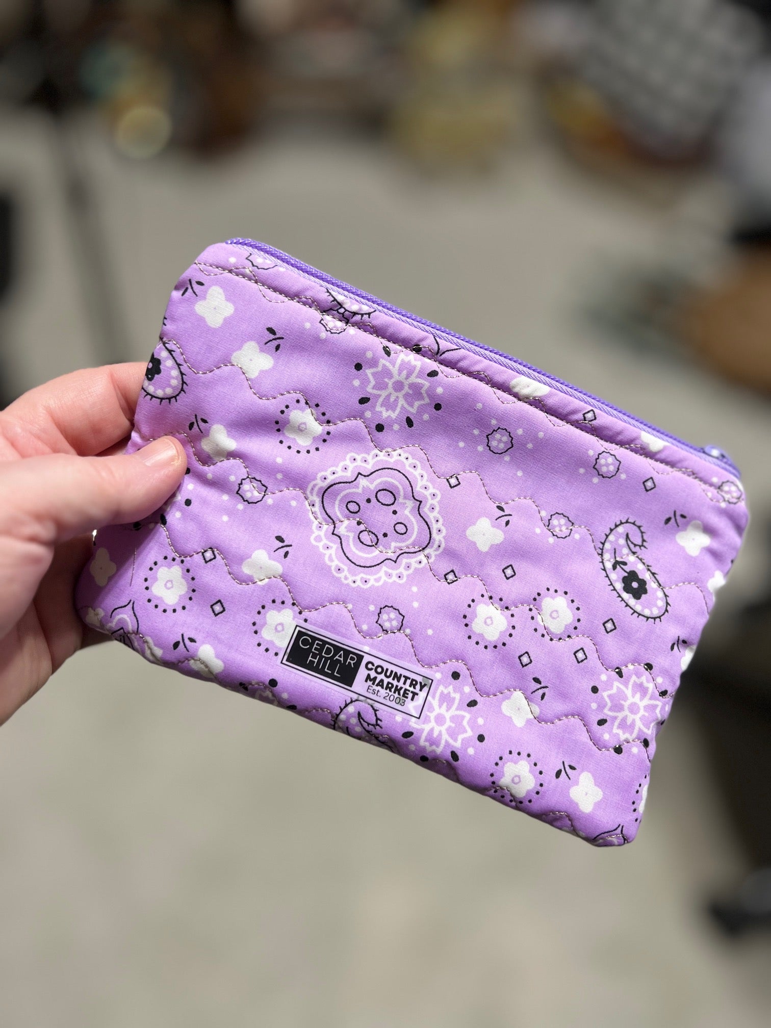 Lavender Bandana Zipper Make Up Bag Cedar Hill Country Market