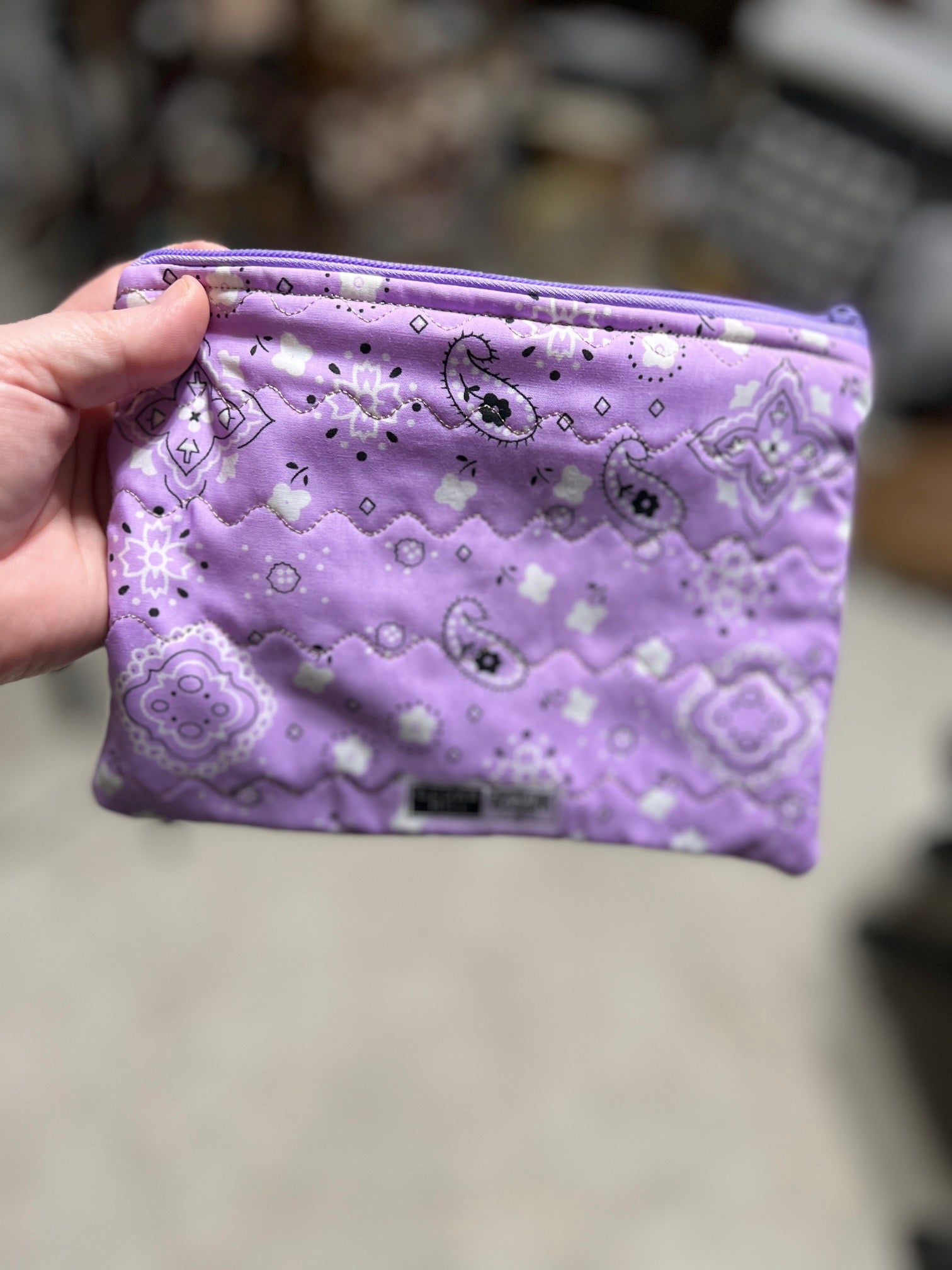 Lavender Bandana Zipper Make Up Bag Cedar Hill Country Market