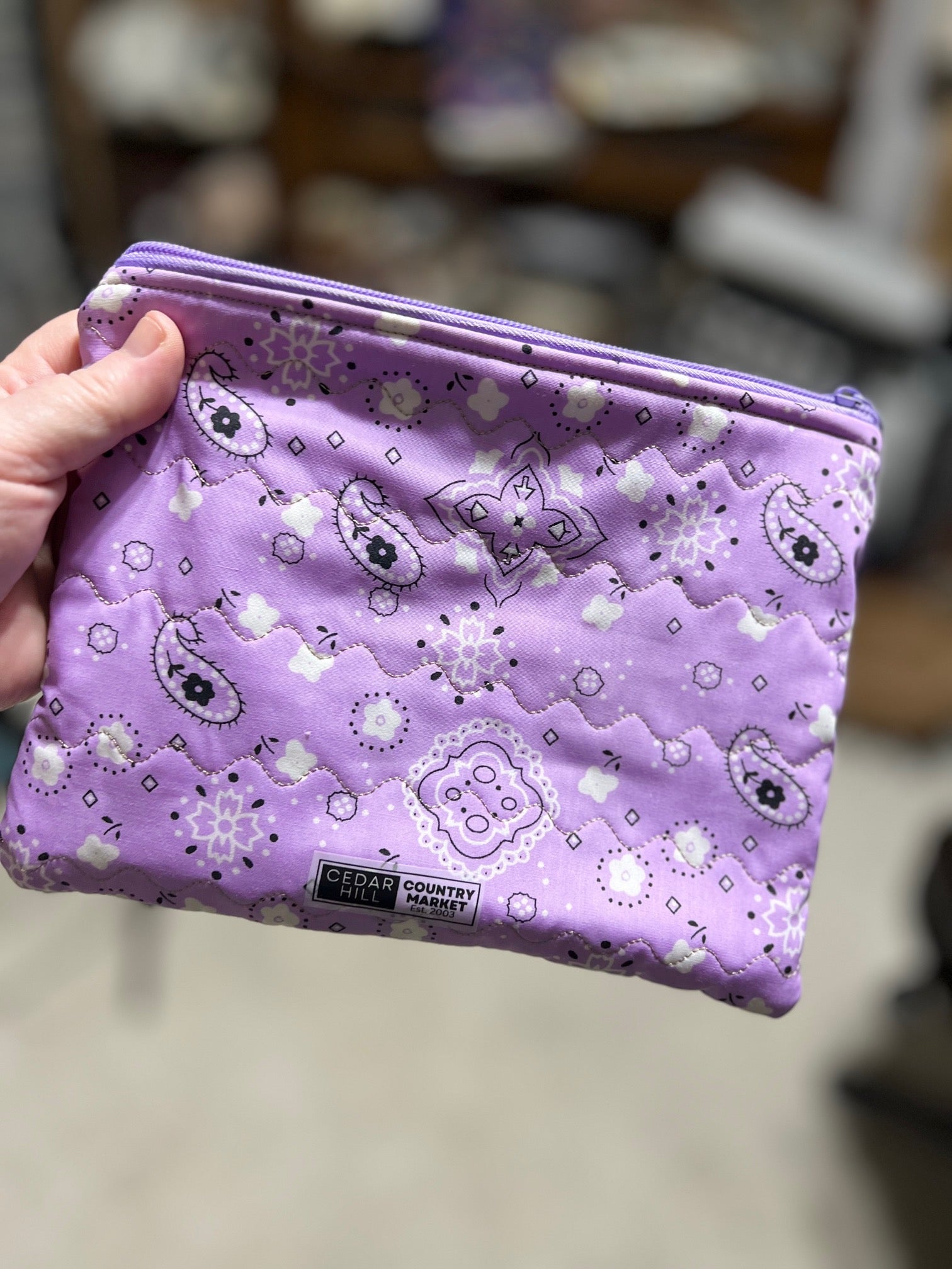 Lavender Bandana Zipper Make Up Bag Cedar Hill Country Market