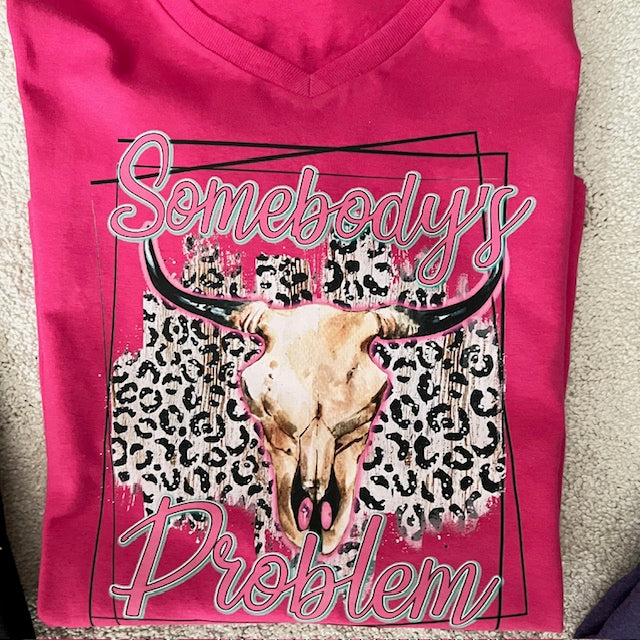 Somebody's Problem Bull Head Western T-Shirt Vneck CedarHill Country Market