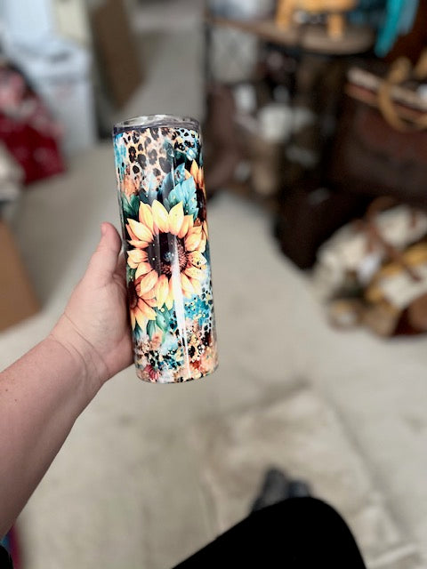 Leopard and Sunflower 20oz Tumbler Cedar Hill Country Market