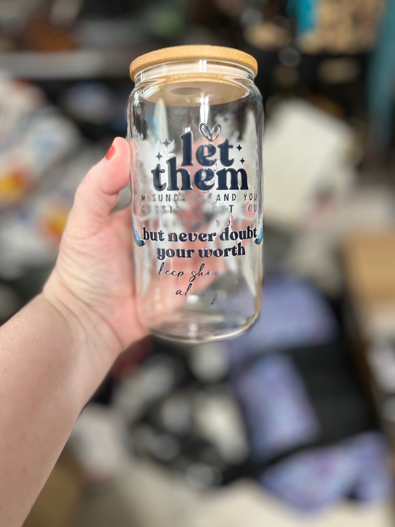 16 oz Glass Western Themed Tumbler Cups with Bamboo Lids Cedar Hill Country Market