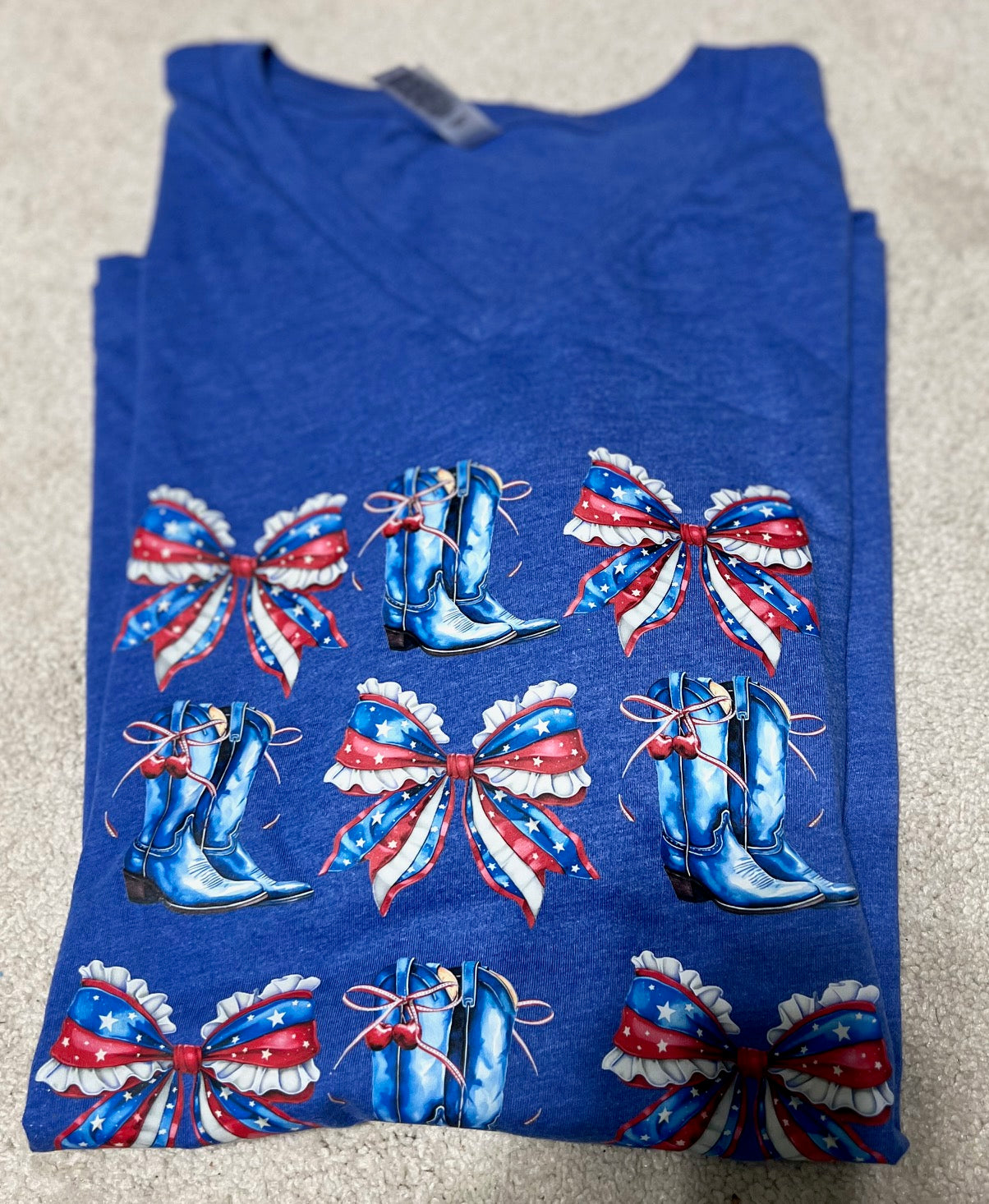 Patriotic Bow and Cowboy Boot Graphic Tee CedarHill Country Market