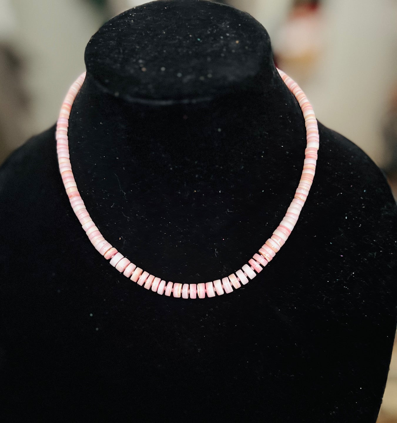 Pink Conch Heishi Necklace No. 707 Cedar Hill Country Market