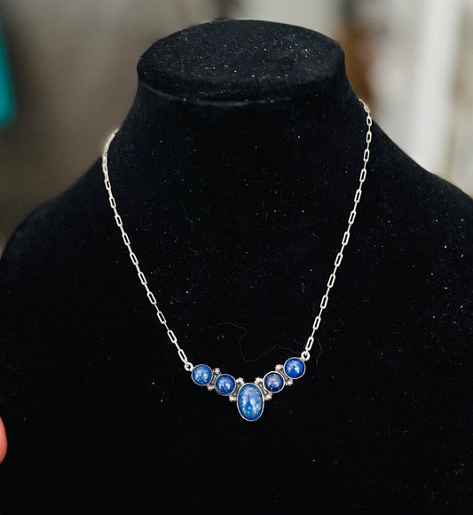 Genuine Lapis Multi Stone Bar Necklace No. 711 Cedar Hill Country Market