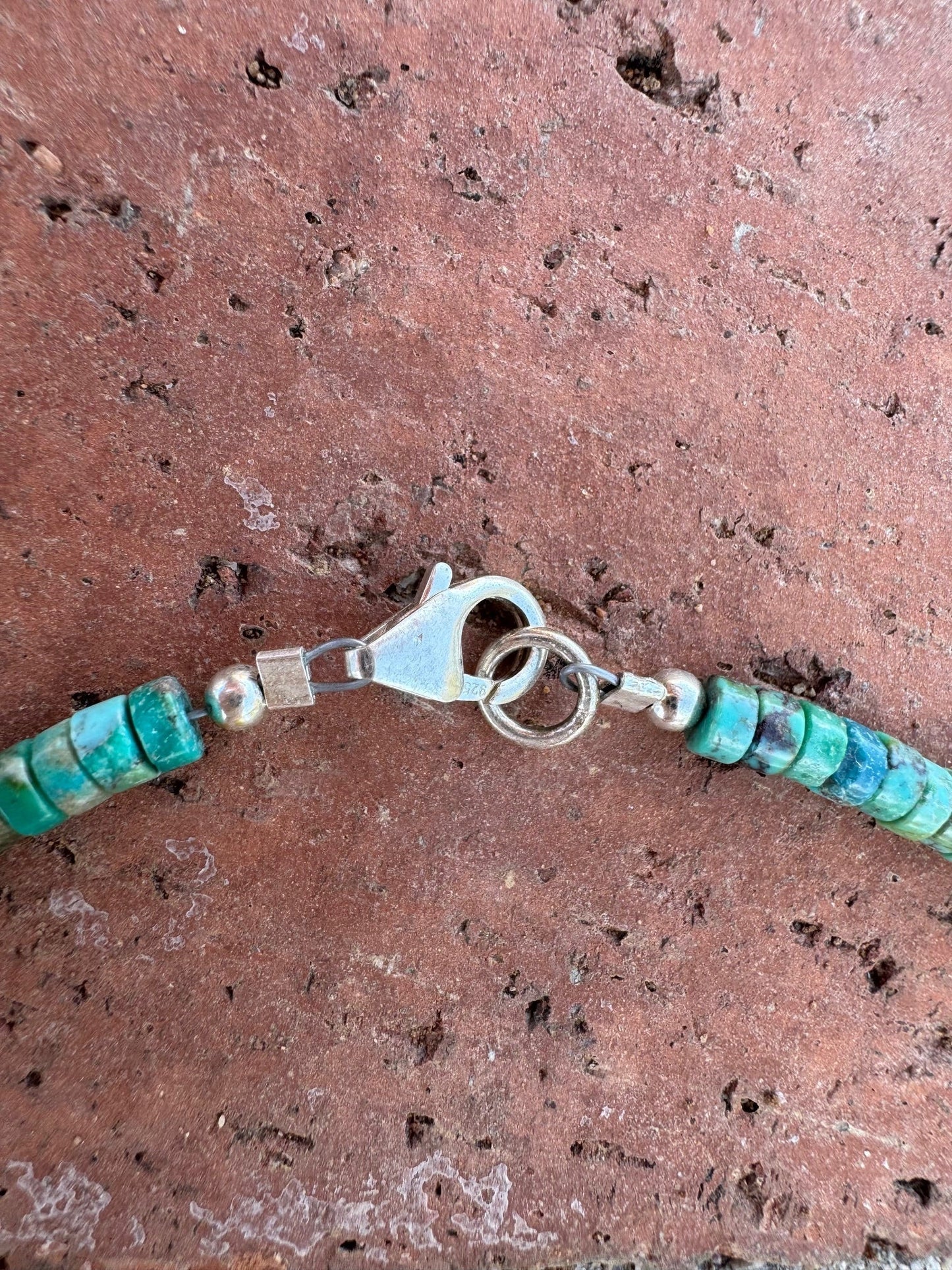 Handcrafted Sterling Silver & Kingman Turquoise Beaded Necklace 18" Nizhoni Traders LLC