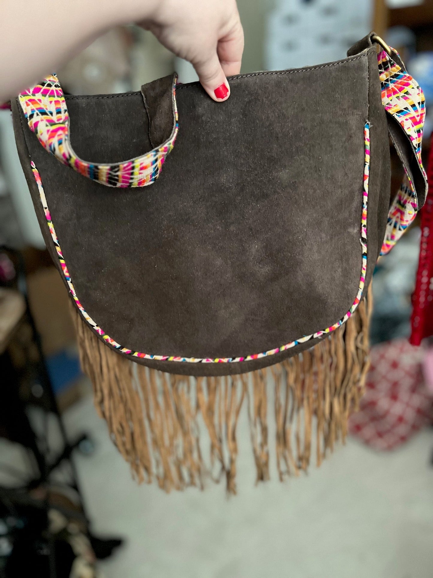 Hippie Chick Brown Suede Fringe Handbag Cedar Hill Country Market
