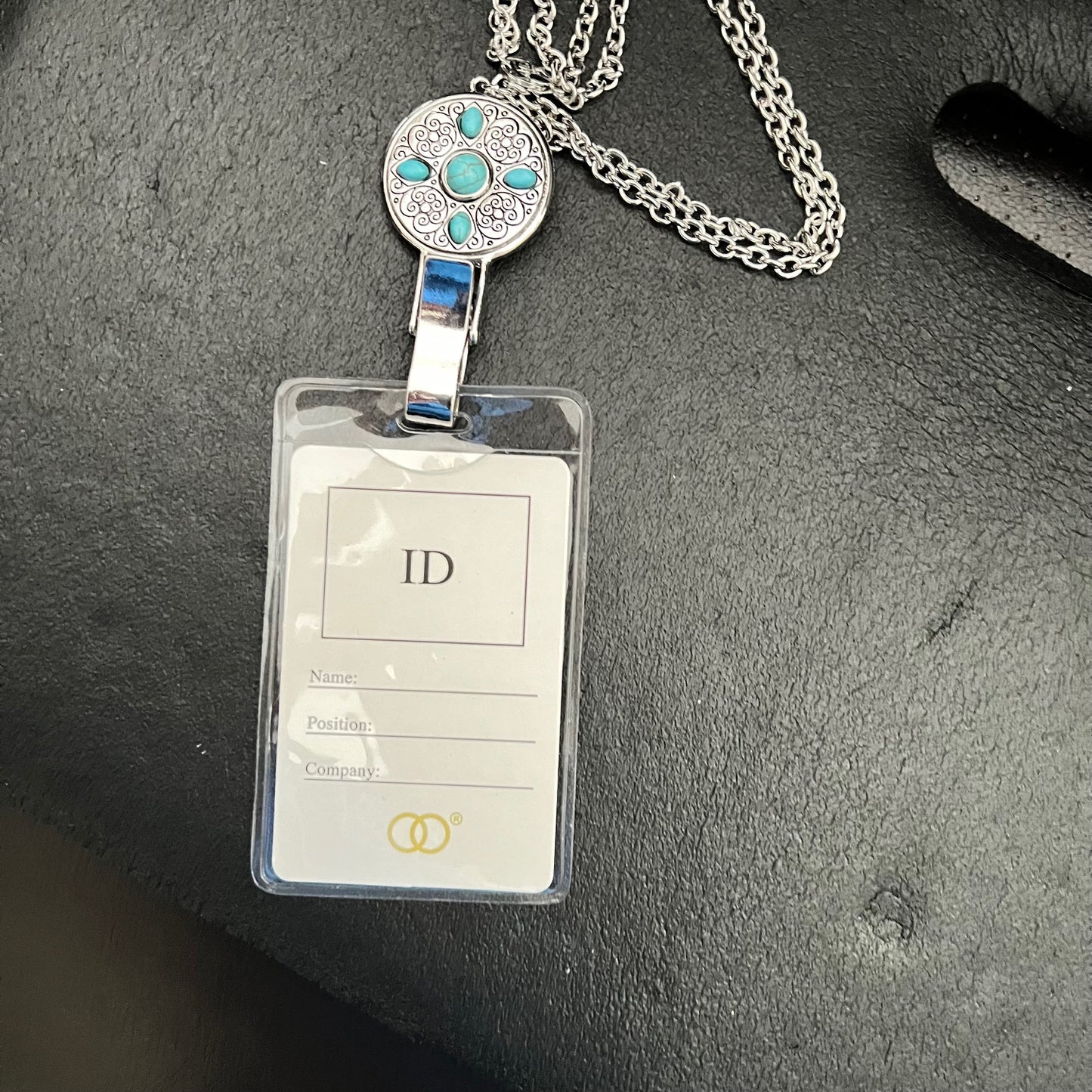 Ornamental Design Chain Id Card Badge Holder CedarHill Country Market