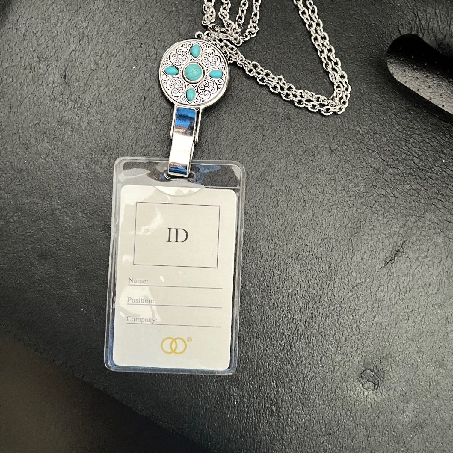 Ornamental Design Chain Id Card Badge Holder CedarHill Country Market