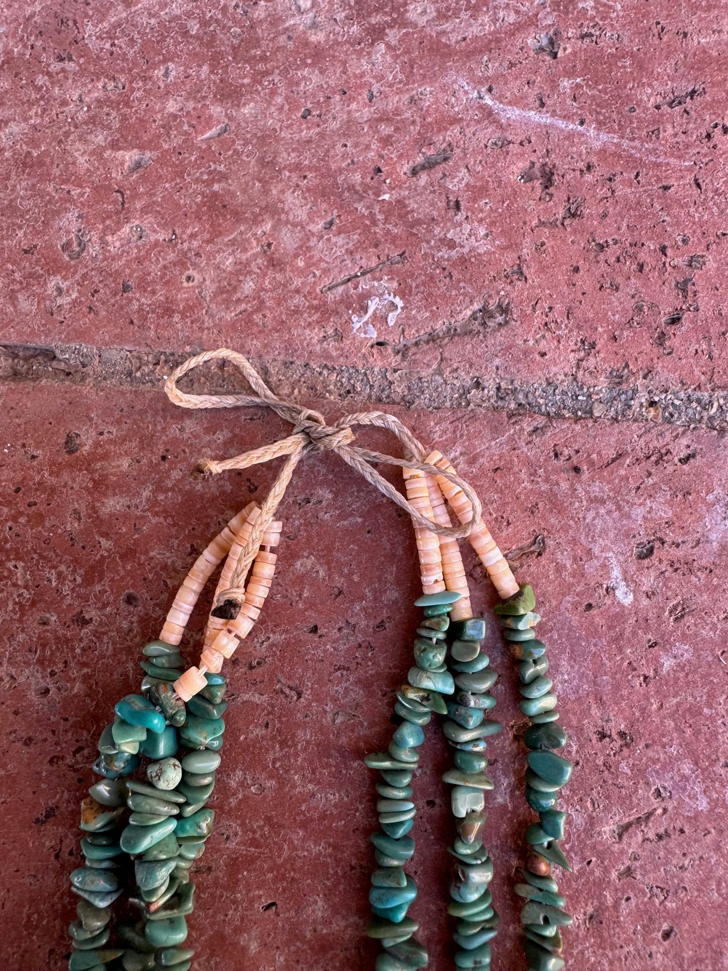 Handcrafted Turquoise & Spiny Triple Jacla Beaded Necklace 24" Nizhoni Traders LLC