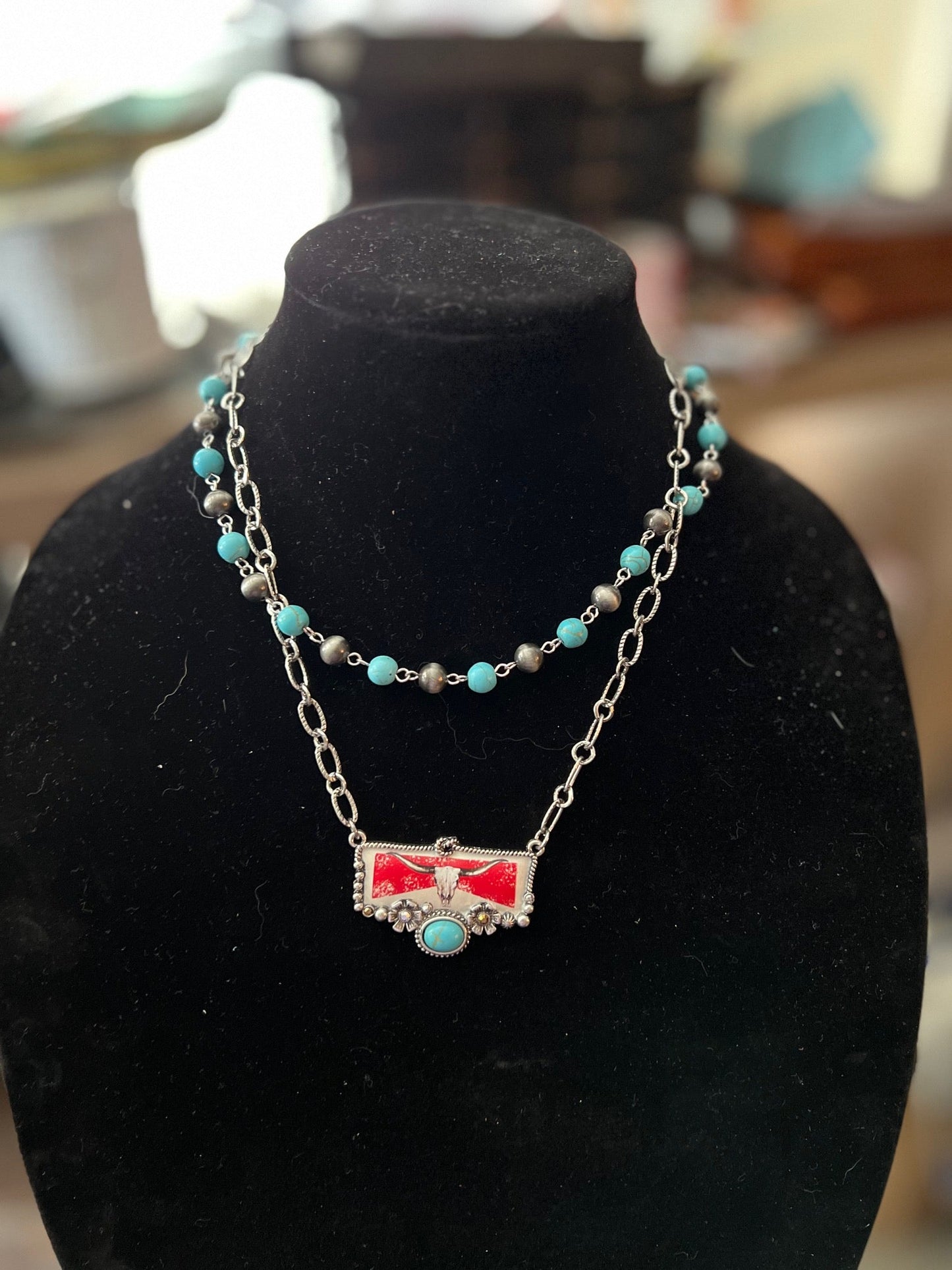Marlboro Inspired Rodeo Turquoise Necklace Set Cedar Hill Country Market