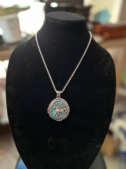 Fashion Turquoise Horse Pendant Necklace Cedar Hill Country Market