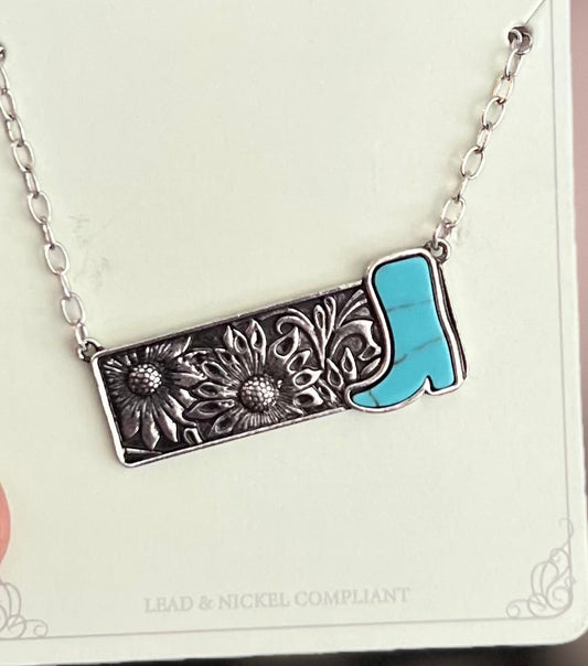 Turquoise Boot Bar Necklace Cedar Hill Country Market