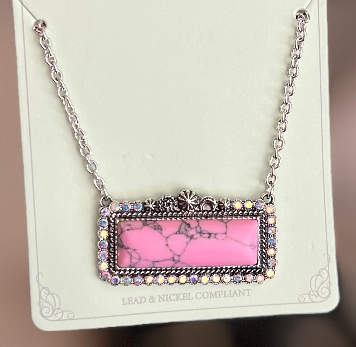 Pink Sparkle Bar Necklace Cedar Hill Country Market