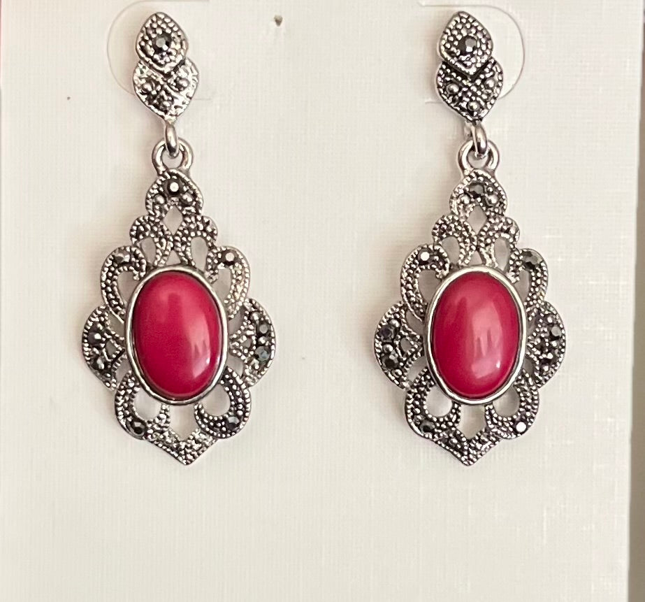 Fashion Red Western Pendant Post Back Earrings Cedar Hill Country Market