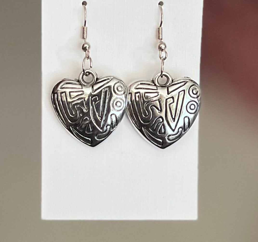 Fashion Silver Heart Tribal Earrings Cedar Hill Country Market