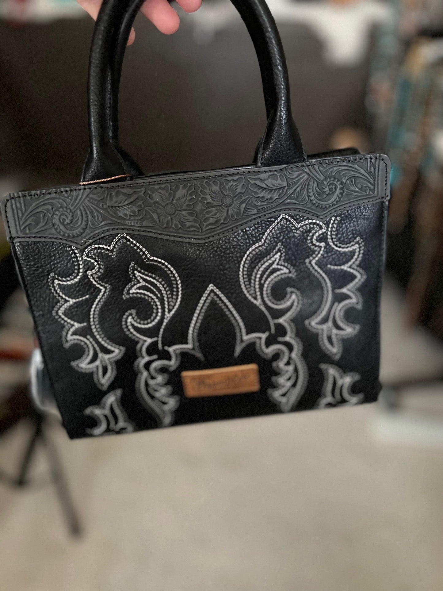 MW- Bootstitch Black Handbag with Crossbody Strap Cedar Hill Country Market